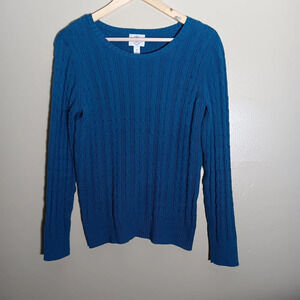 St. John Bay Cable Knit Sweater. Blue. Size Medium